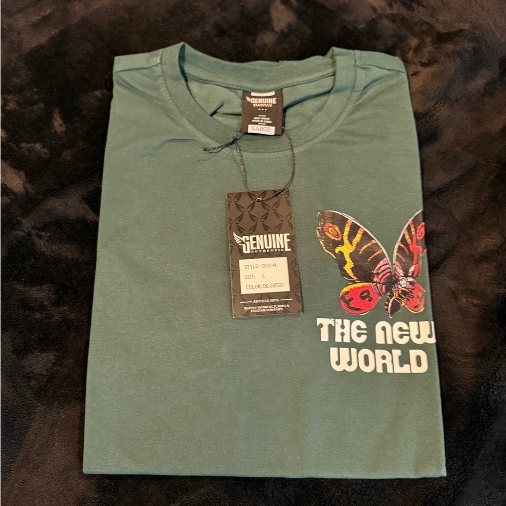 Teal Tee with Butterfly Graphic